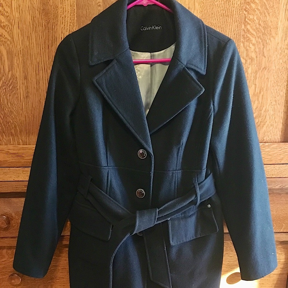 CALVIN KLEIN Single Breasted Wool Peacoat